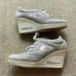 Baldinini Leather Sneaker Platform Shoe, nude lace up ankle boot, size 38 EUR